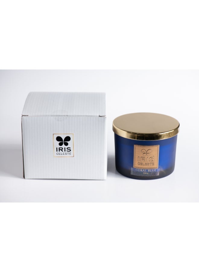 IRIS CELESTE Coral Blue Jar Candle with lid - 226grams, 3 Wick Scented Candle 8oz | Cal RefreshingFragrance | Perfect for festivities, Gifting, Ceremonies, Meditation & Room Perfuming - Image 5